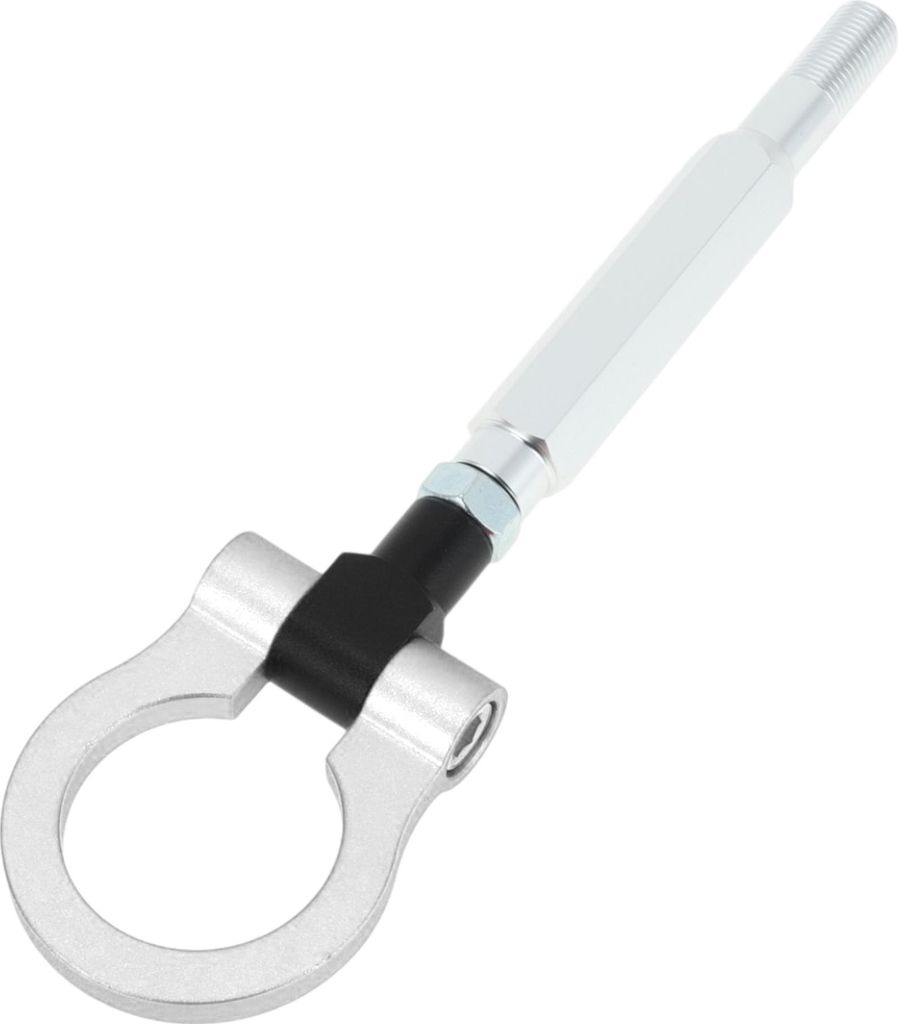 Front/Rear Trailer Ring Eye Towing Hook, Bumper Screw-on Tow Hook für Subaru Impreza Faltbarer Renntrailer-Haken aus Aluminiumlegierung Silberton