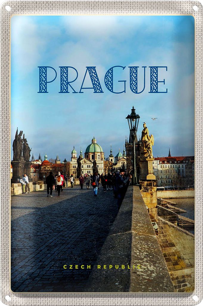 Blechschild Reise 40x30cm Prague Tschechien Altstadt Brücke