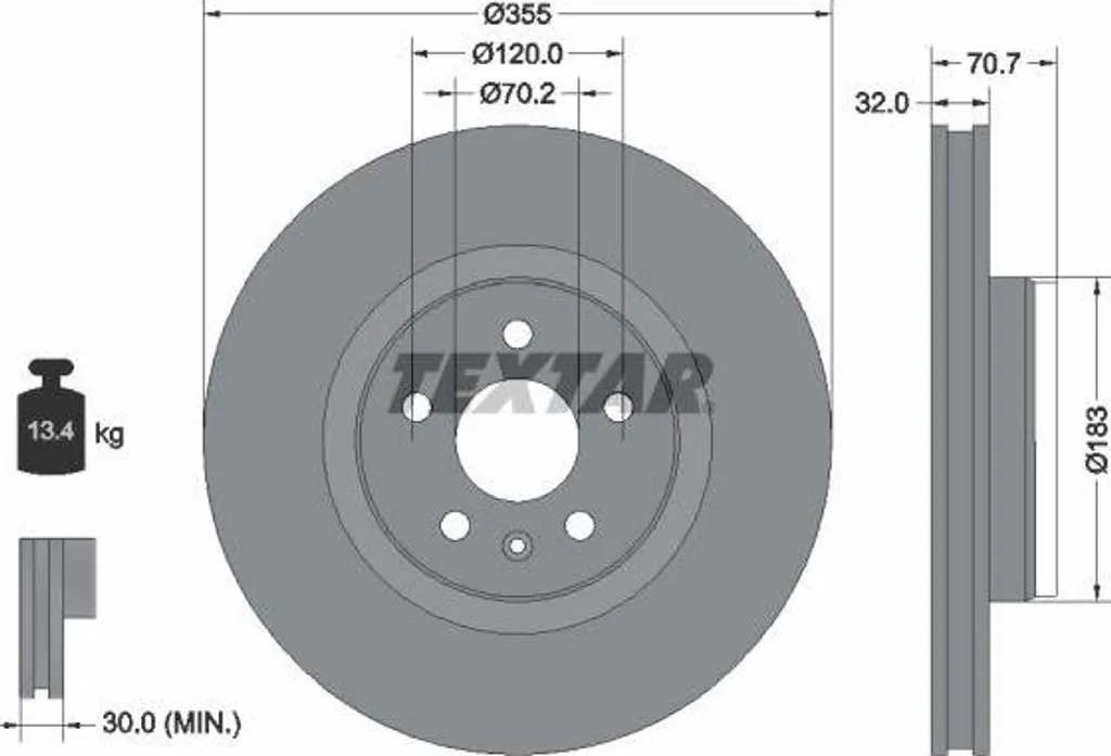 Disque de frein anti-vibration TEXTAR 92313905 pour Tesla Modèle S