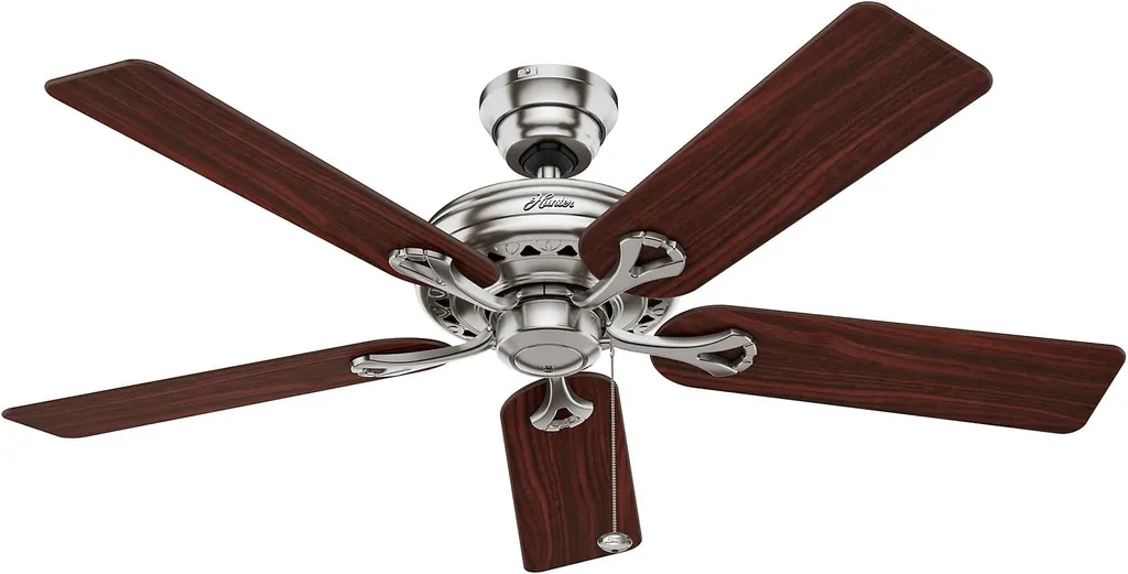 Ventilateur de plafond Savoy Nickel brossé 132 cm avec tirette manuelle