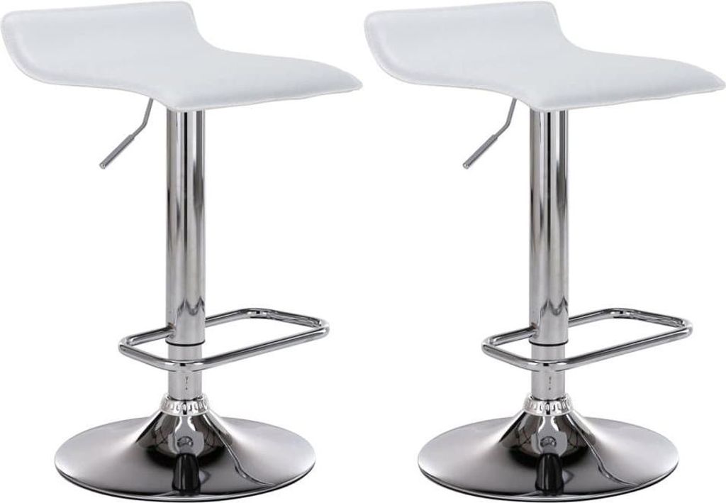 2-teiliges Barhocker-Set - Hocker - Stufenlos höhenverstellbar, Kunstlederpolsterung | Farbe: Weiß