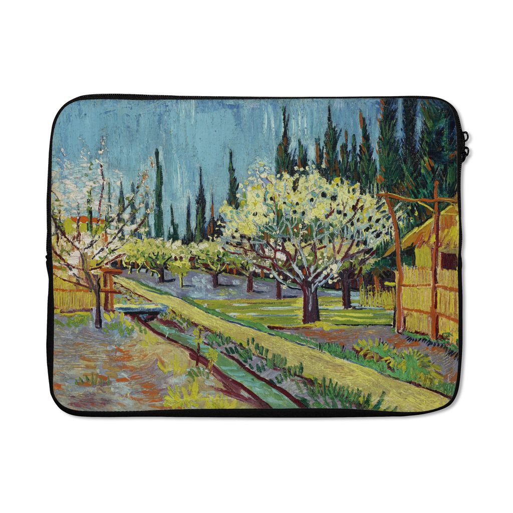 MuchoWow Laptop Hülle 17 Zoll Laptoptasche Blühender Obstgarten, umgeben von Zypressen - Vincent van Gogh - Zipper - Schutzabdeckung