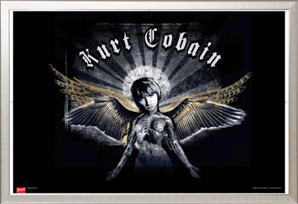 Quadro Kurt Cobain Design Cornice Argento Shinsuke Vetro Acrilico