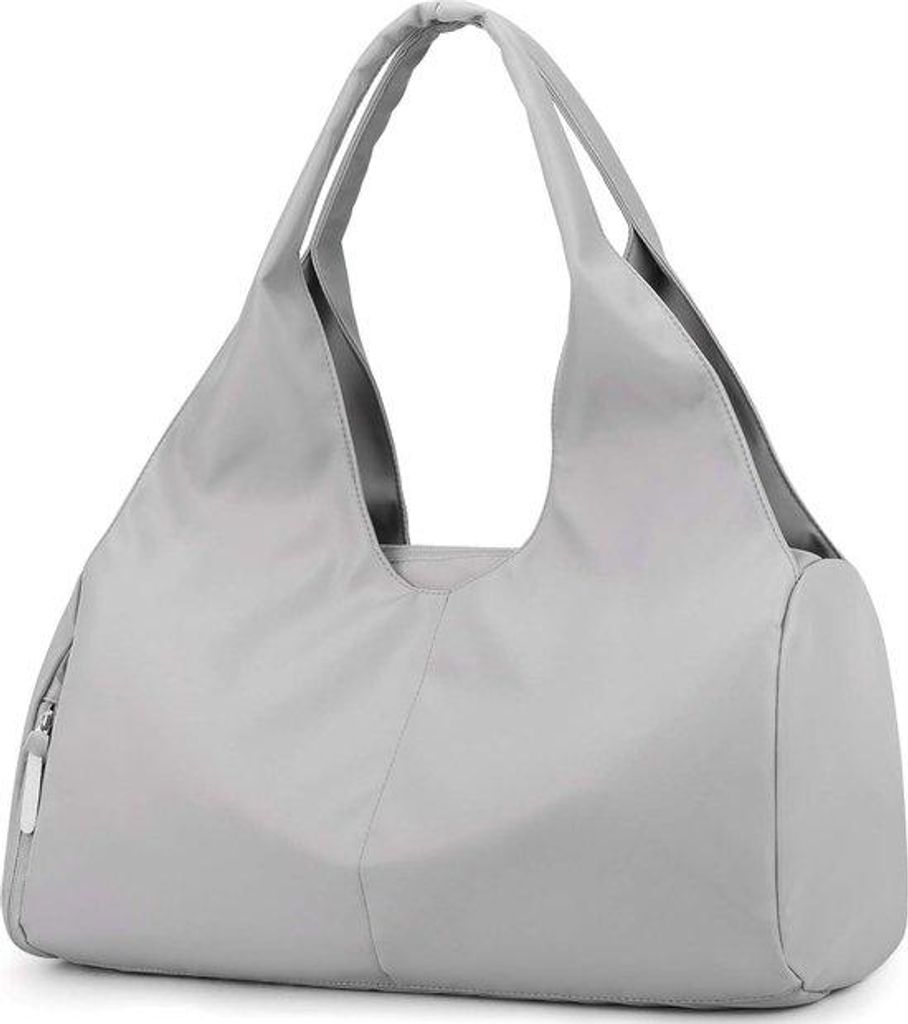Wasserresistente Schultertasche für Damen, grau, mit Schuhfach und Feuchtigkeitsschutz, ideal für Strand, Yoga, Freizeit und Gym