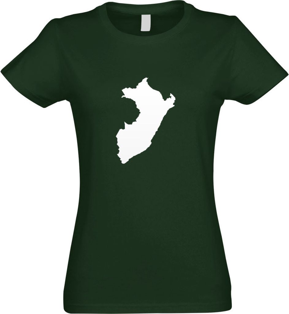 Kiwistar - T-Shirt tailliert - Damen - flaschengrün - Peru Umriss Kontur - mit Motiv Bedruckt - Funshirt Design - Sport - Freizeit - Damen - XXL