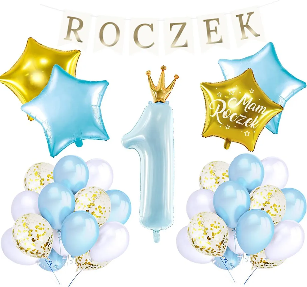 Kit Décoration Anniversaire 1 An Garçon : Ballons et Guirlande Bleue 1 Set