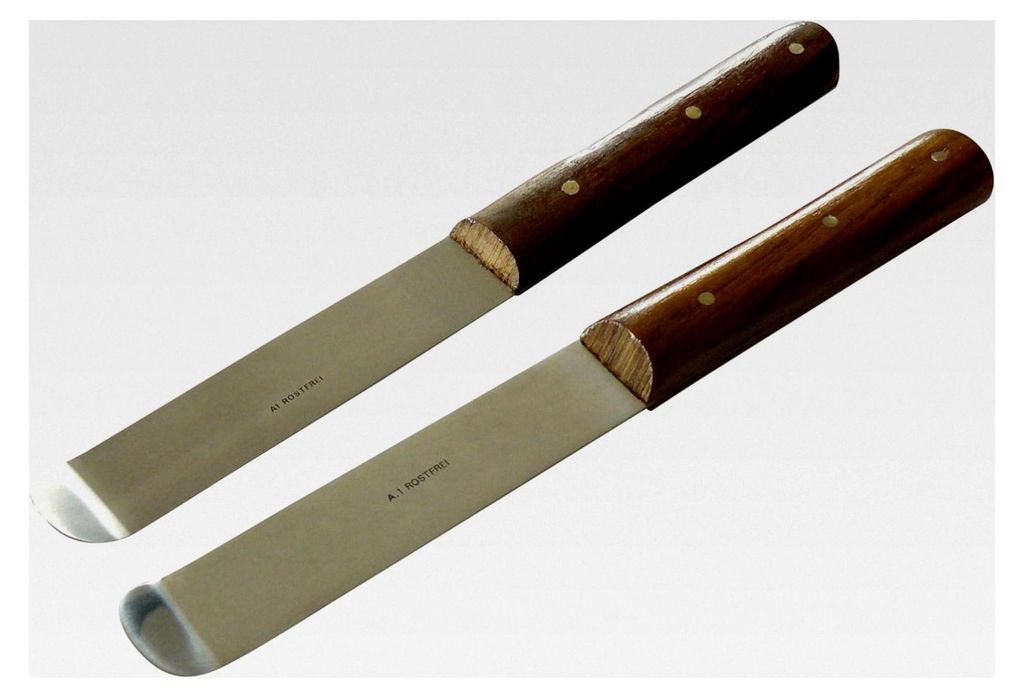 2 Stück gebogene Gipspatel/Anrührspatel mit Holzgriff, 20 cm