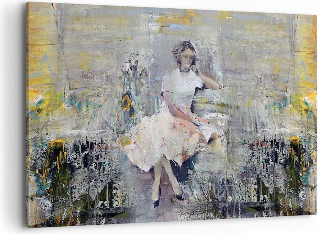 Bild auf Leinwand - Leinwandbild - Einteilig - Zeitgenössisch Malerei Frau - 100x70cm - Wand Bild - Wanddeko - Wandbilder - Leinwanddruck - Bilder...