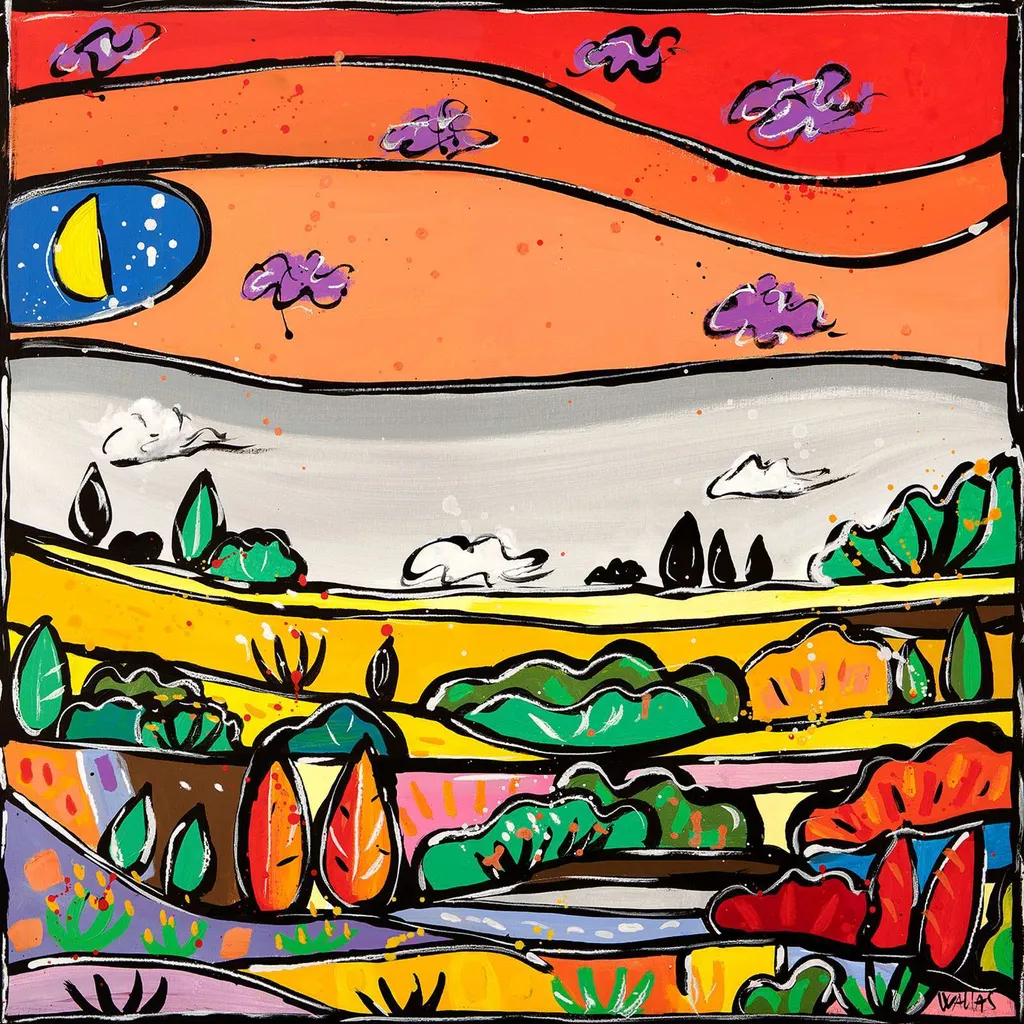 Tableau pour salon moderne - Toile 40x40 cm Wallas aux couleurs vives