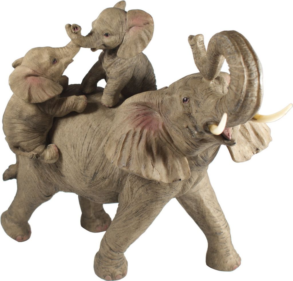 Deko Elefant Baby Kind Dickhäuter Elefanten Familie Skulptur Tier Afrika Figur