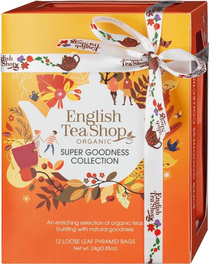 KOLEKCJA HERBATEK OWOCOWO - ZIOŁOWYCH BIO PIRAMIDKI (SUPER GOODNESS - 6 SMAKÓW) (12 x 2 g) 24 g - ENGLISH TEA SHOP ORGANIC