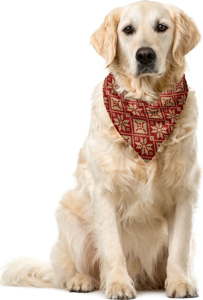 ABAKUHAUS Schneeflocke Haustier Bandana, Bicolor Winter-Entwurf, 55x55 cm, Ruby-Beige