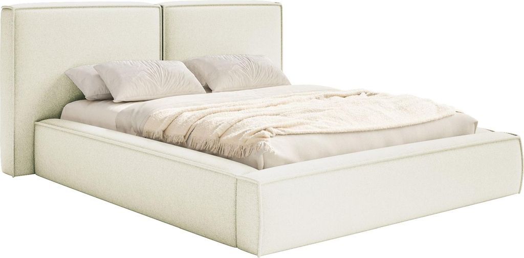 Selsey Tilves – Polsterbett 140x200 mit Bettkasten, Lattenrost, Chenille, creme