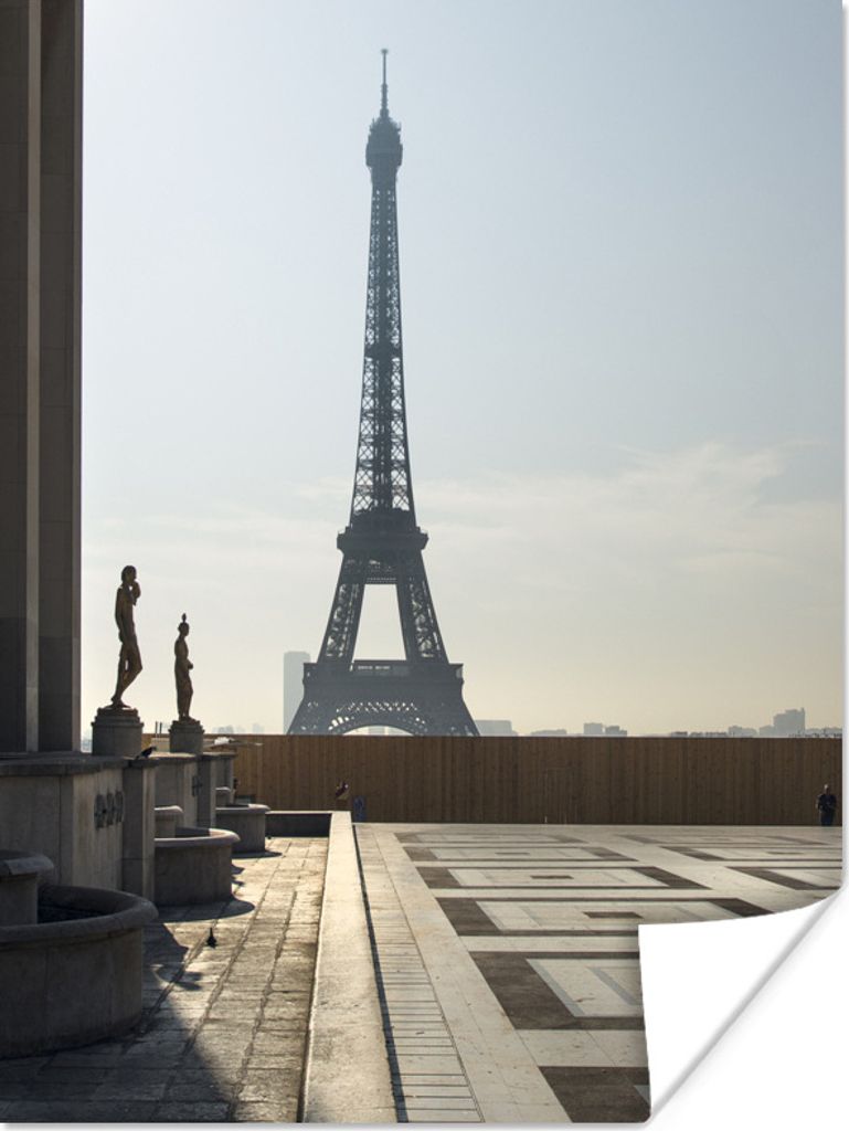 MuchoWow Poster Trocadero-Platz mit dem Eiffelturm im Hintergrund 60x80 cm - Schlafzimmer Dekoration