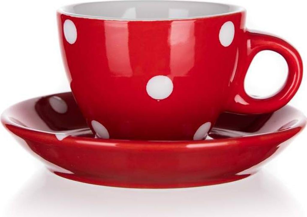 Tasse + Untertasse 100ml dots Tschechische Keramik
