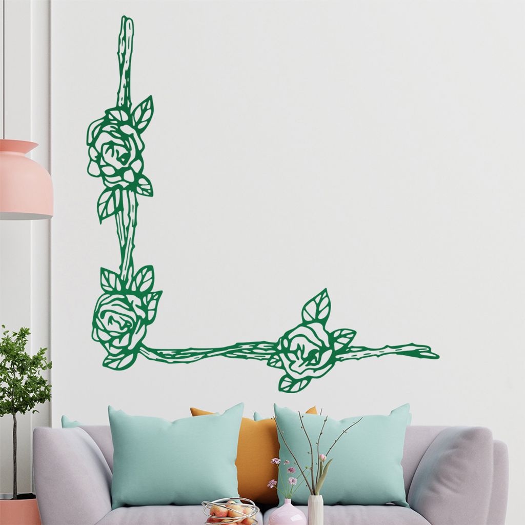 Rose - Pflanzen Wandtattoo in 6 Größen - Wandaufkleber Wall Sticker - Dekoration, Küche, Wohnzimmer, Schlafzimmer, Badezimmer