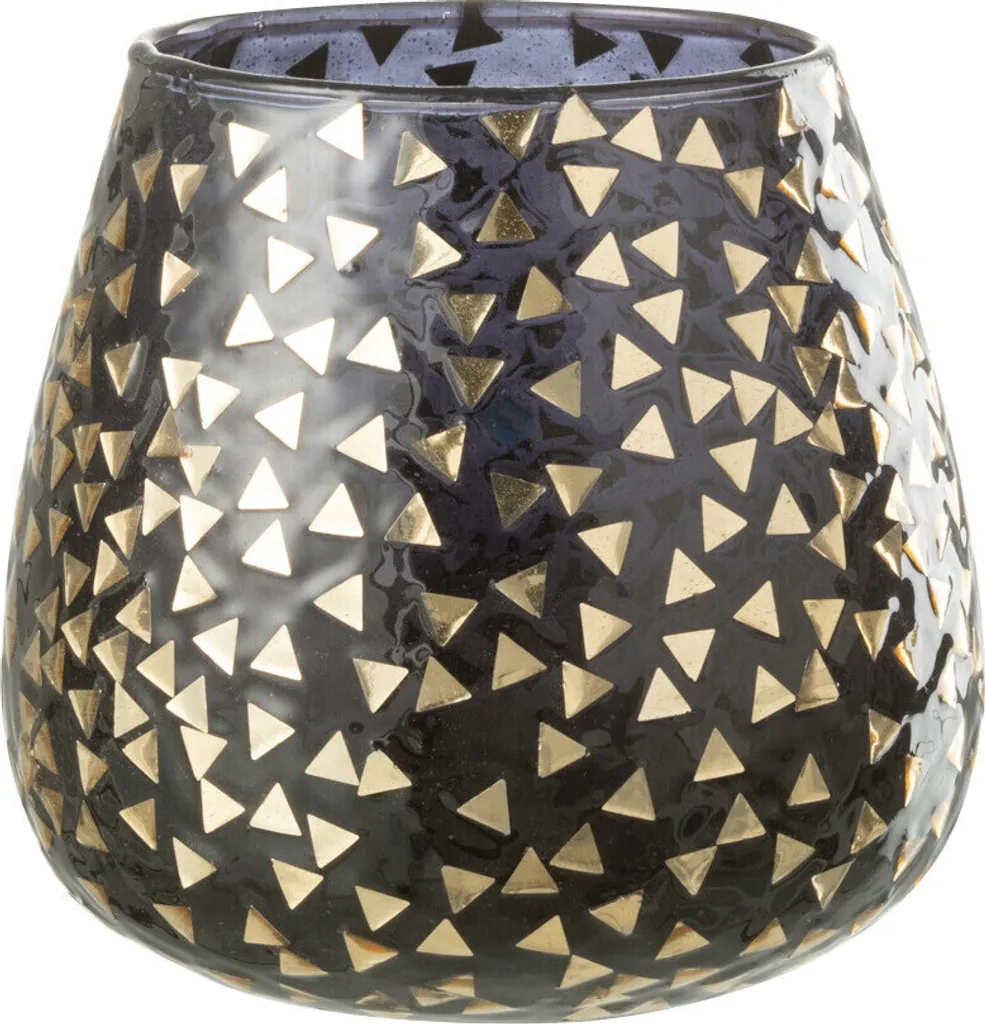 Bougeoir Design Géométrique J-Line Verre et Or - Décoration de Luxe