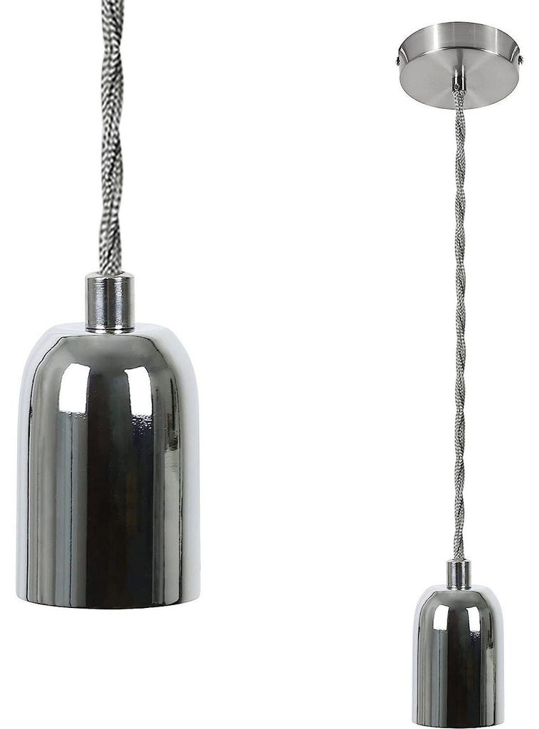 ZMH lampada a sospensione vintage portalampada E27 argento Immagine del prodotto 