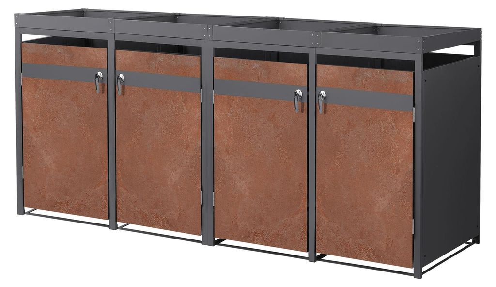 ML-Design 4-pojemnikowy pojemnik na śmieci z dachem na 4 Zdjęcie produktu 