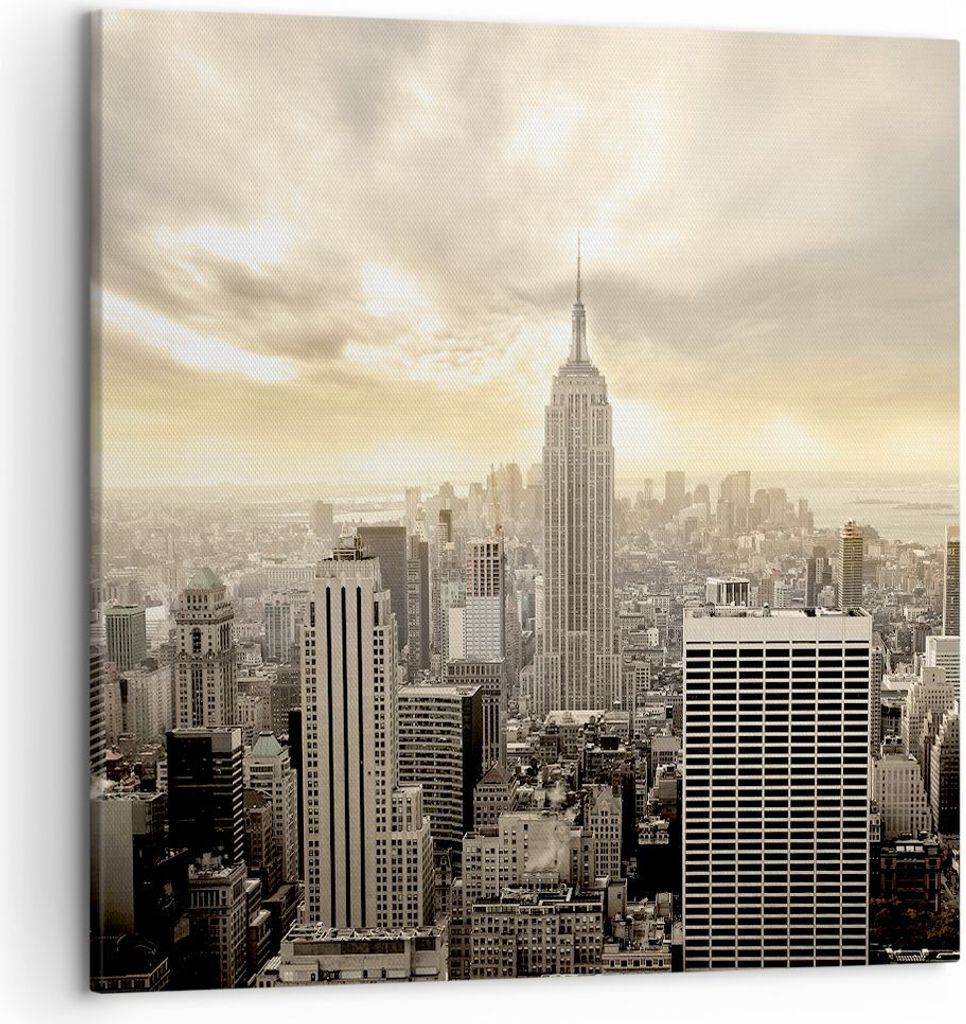 Bild auf Leinwand - Leinwandbild - Stadt Wolkenkratzer Manhattan New York - 50x50cm - Wand Bild - Wanddeko - Leinwanddruck - Bilder - Kunstdruck - ...