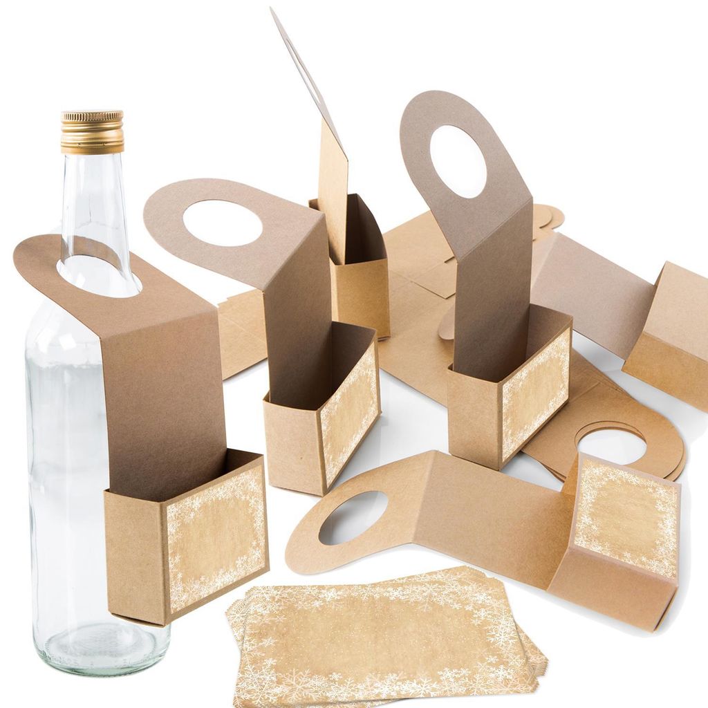 Logbuch-Verlag 10 Kraftpapieranhhänger für Flaschen - Flaschenanhänger mit Weihnachtsetikett zum Beschriften - Deko Verpackung Weinflaschen