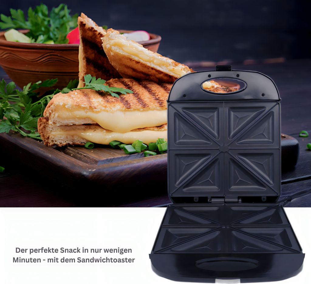 Michelino Sandwichmaker 4er Sandwich Grill Sandwichtoaster Produktbild 6