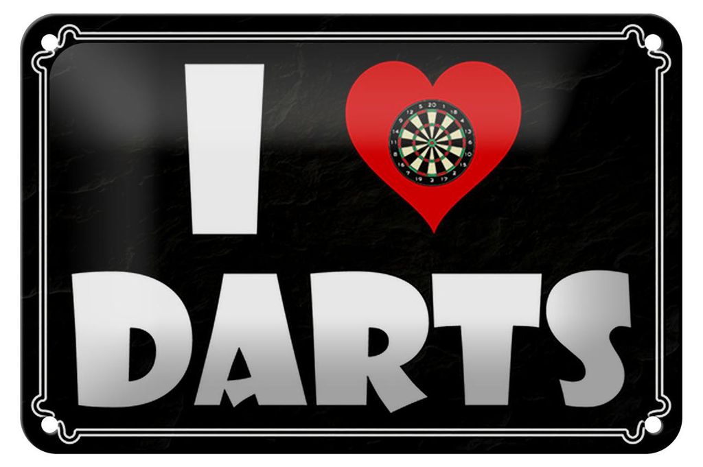 Blechschild Spruch 18x12cm i Love Darts Wanddeko