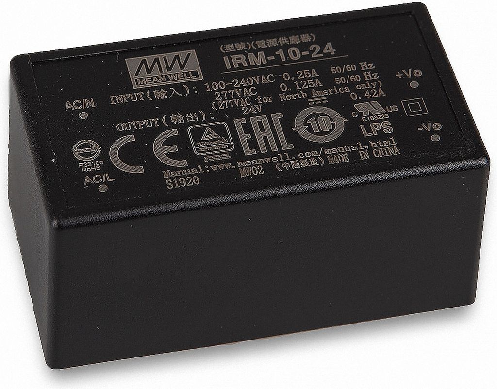 Mean Well IRM-10-24 Schaltnetzteil Modul 24V/DC/0-0,42A/ 10W