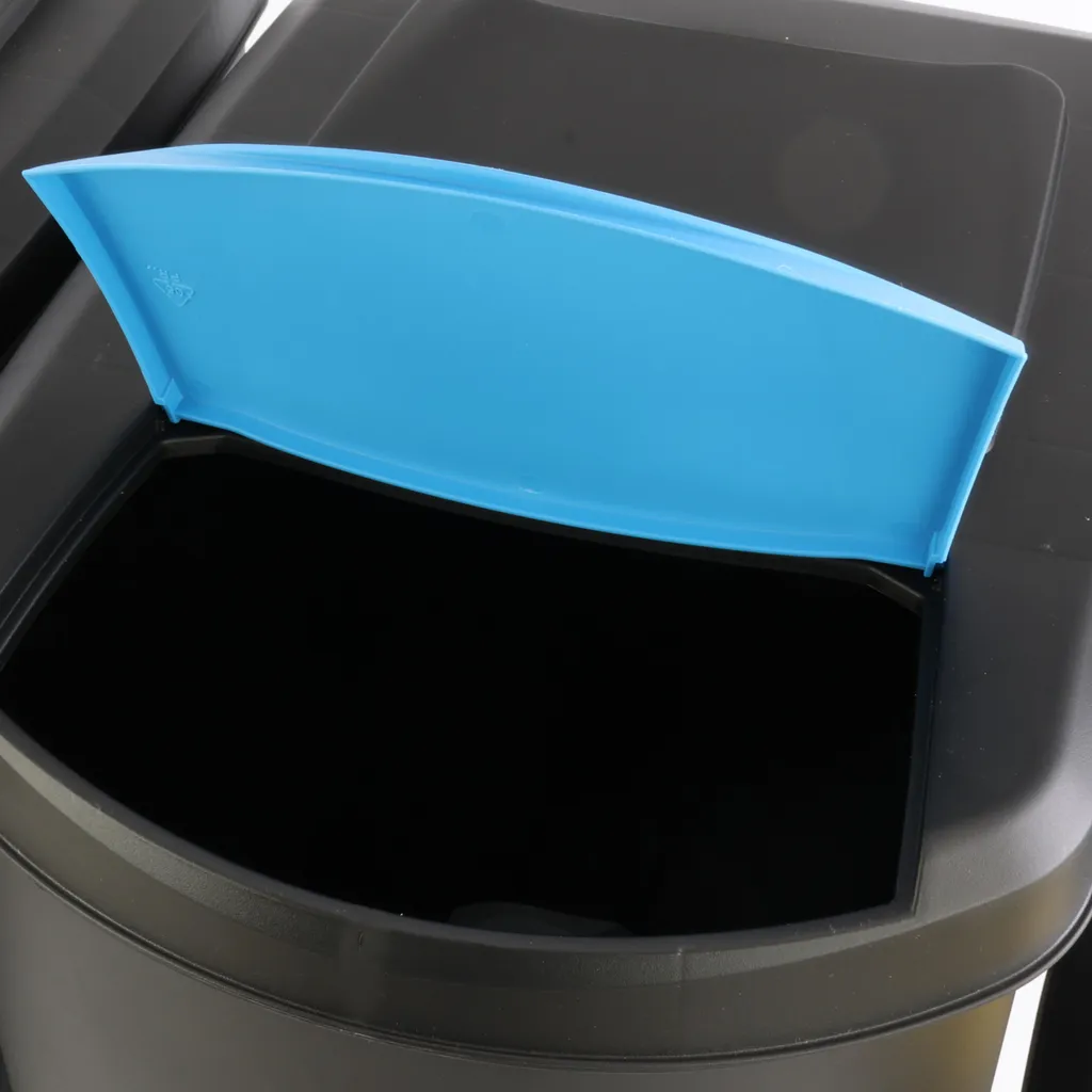 Poubelle de tri 4 compartiments 35L robuste noir bordure couleur - 3