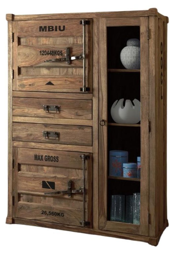 CONTAINER Highboard mit Glastüre, 2 Schubladen, 2Türen Produktbild 