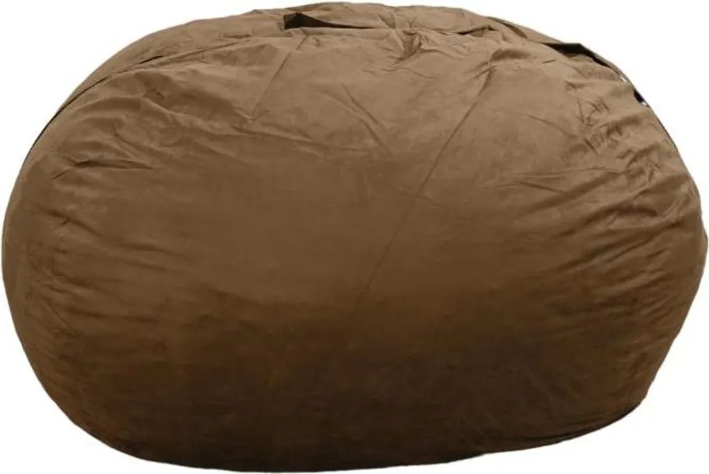 Coussin de sol géant déhoussable 120cm aspect daim marron chocolat