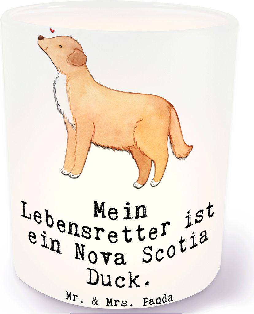Mr. & Mrs. Panda Kerzenglas Nova Scotia Duck Lebensretter - Transparent - Geschenk, Windlicht aus Glas, Kerzenhalter, Deko, Tolling Retriever, Teel...