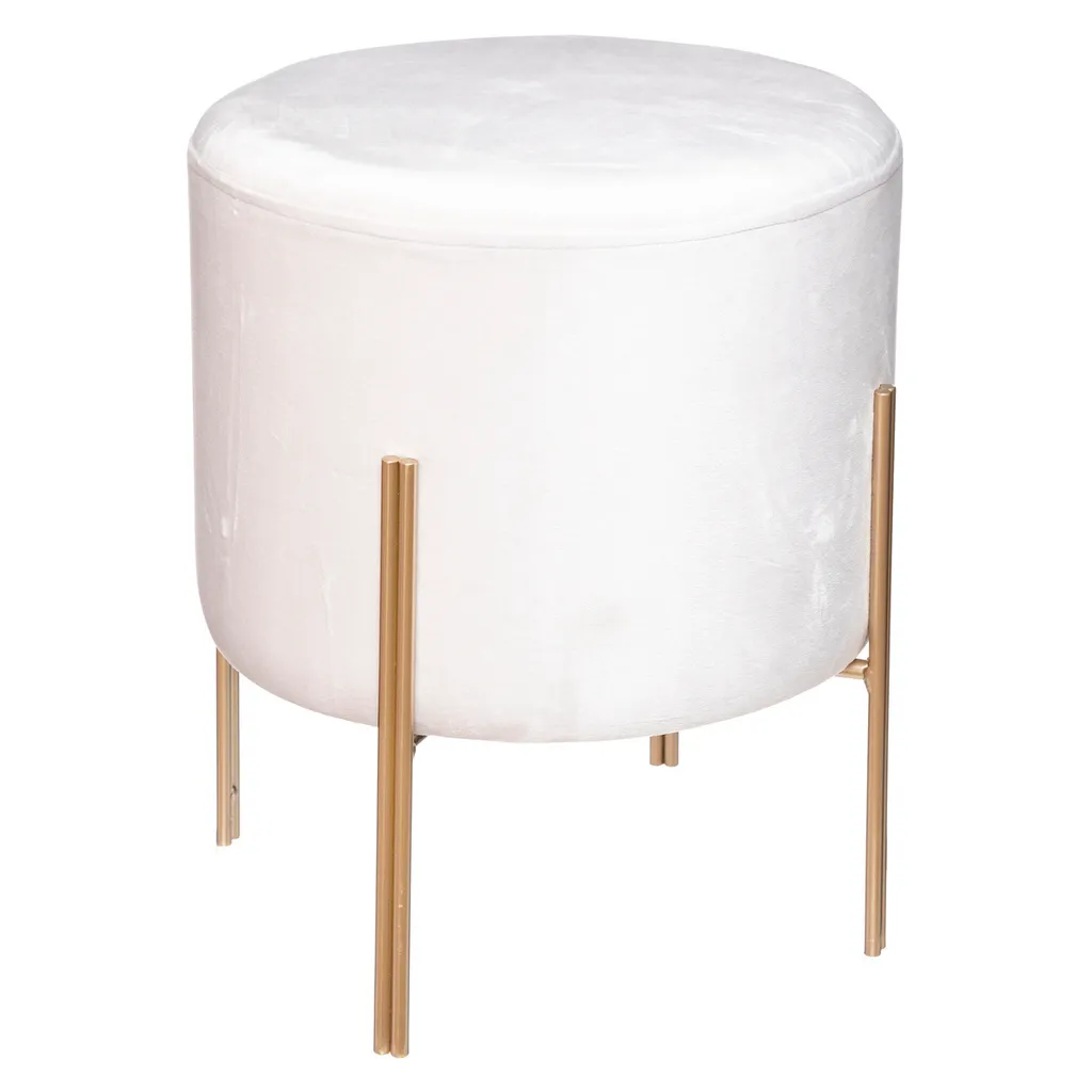Tabouret en velours blanc 33 cm assise confortable et design épuré