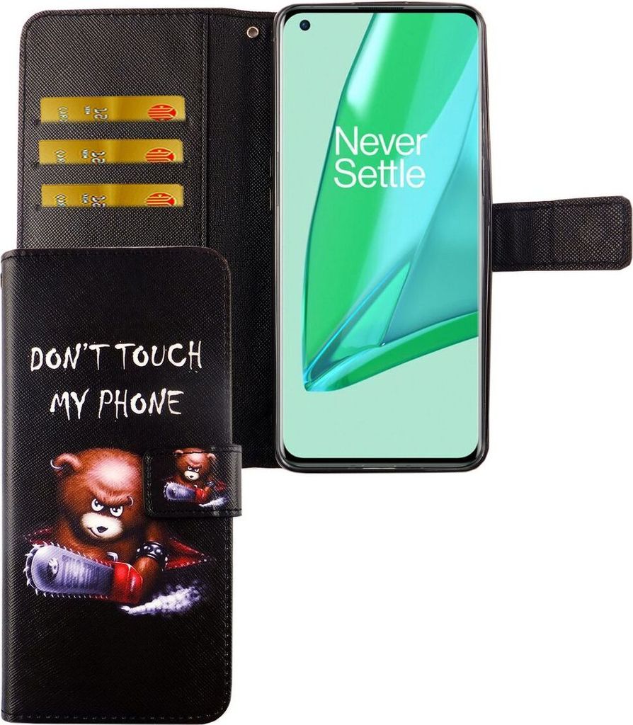 OnePlus 9 Tasche Handy Hülle Schutz-Cover Flip-Case mit Kartenfach Don't touch my phone