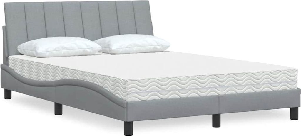 "Rabatt" Bettrahmen Hohe Qualität, Bettgestell moderne, mit Matratze, "Hanko" Hellgrau 120x200 cm Stoff - Klassische Betten CC11204