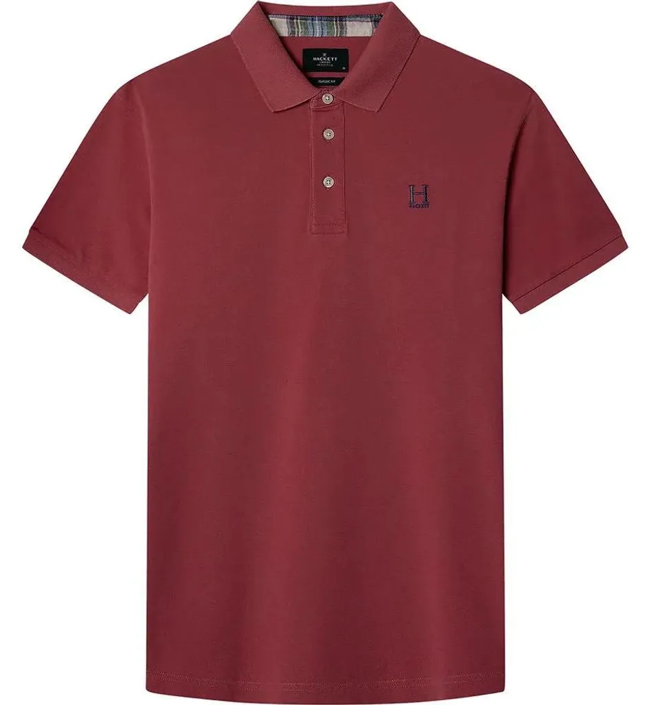 Polo en Coton avec Détails Madras Hackett - Polo Rouge Taille M