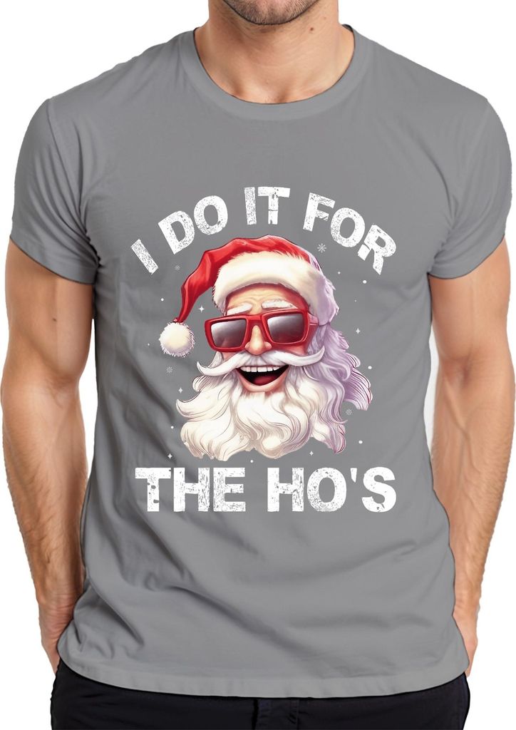 I Do It For The Ho's Santa Weihnachtsmann Lustig Geschenk Herren T-Shirt, Grau, XL