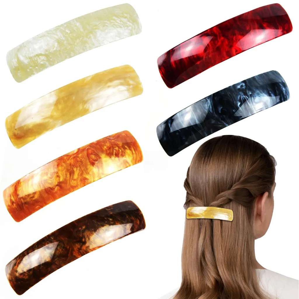 Grandes barrettes cheveux motif écaille ambre avec fermeture automatique