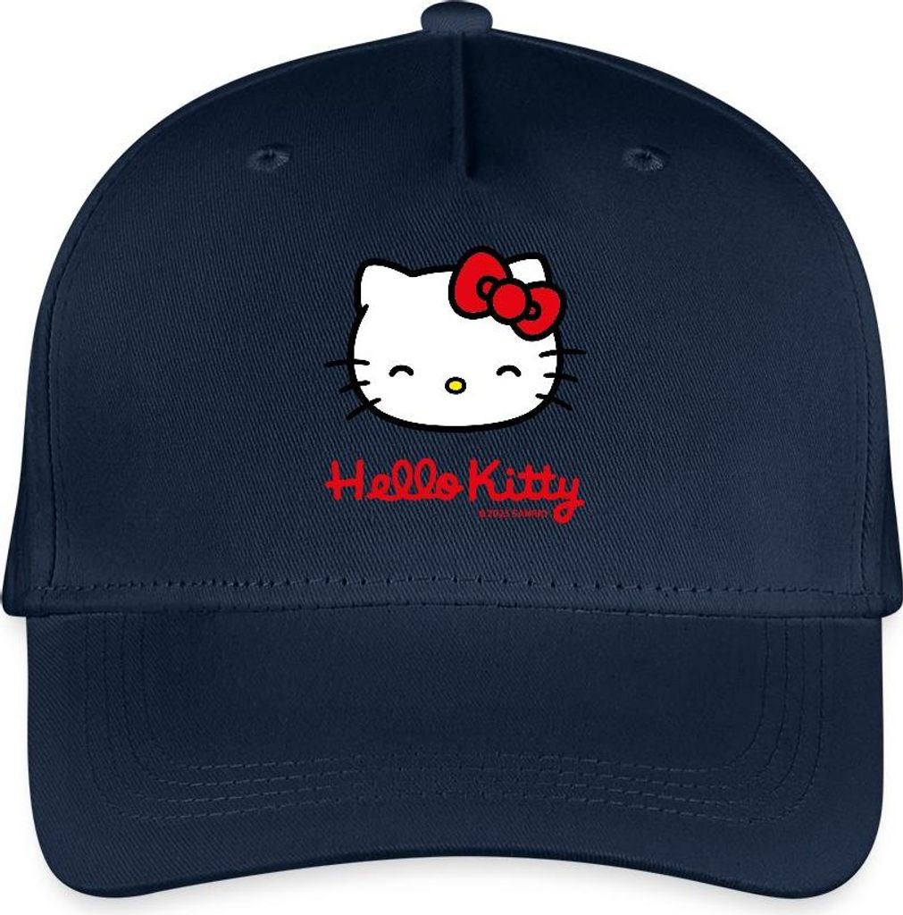 Spreadshirt Hello Kitty Lächelnd Mit Schriftzug Kinder Bio Basecap, One size, Navy
