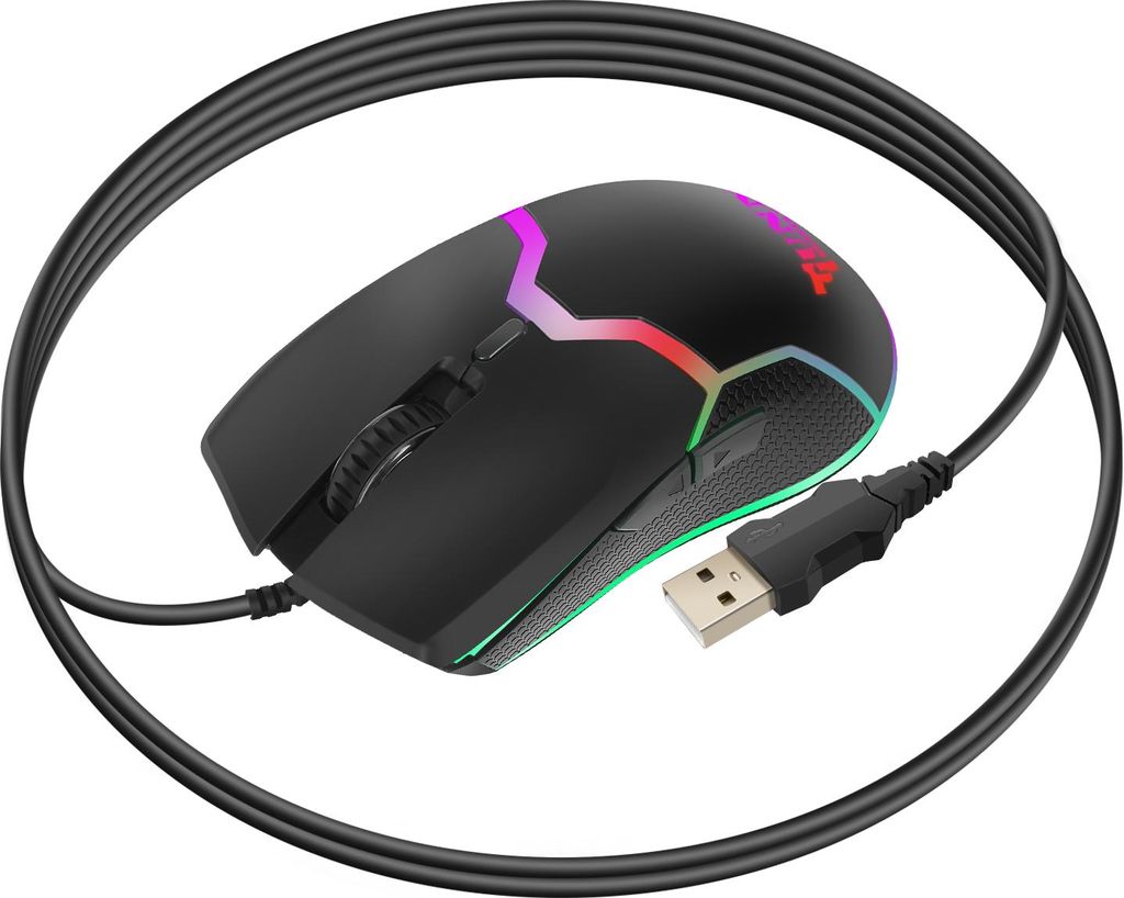 Swissten, Gaming Maus RGB 800-7200 DPI 6 Tasten PC, Schwarz