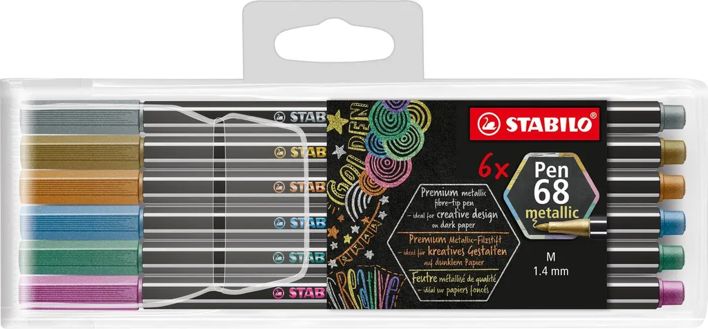 STABILO Pen 68 Metallic Set 6 Pennarelli Metallizzati - Arredamento e Creatività