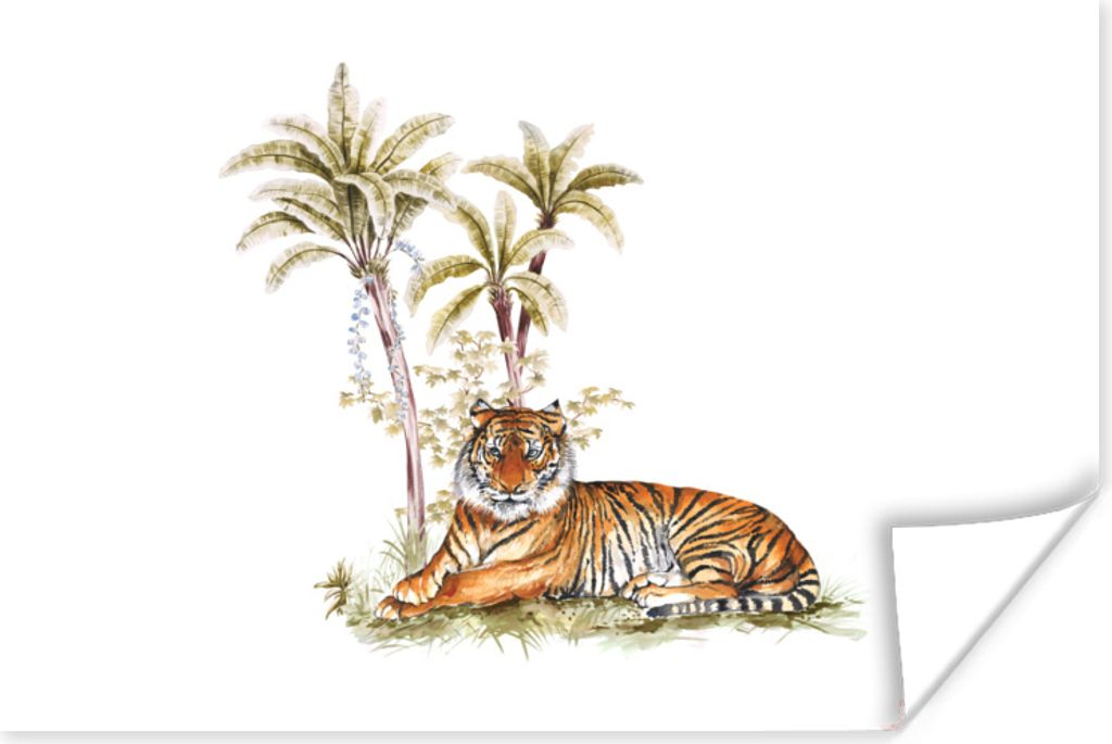 MuchoWow Poster Tiger - Baum - Gemälde 180x120 cm - Fotoplakat