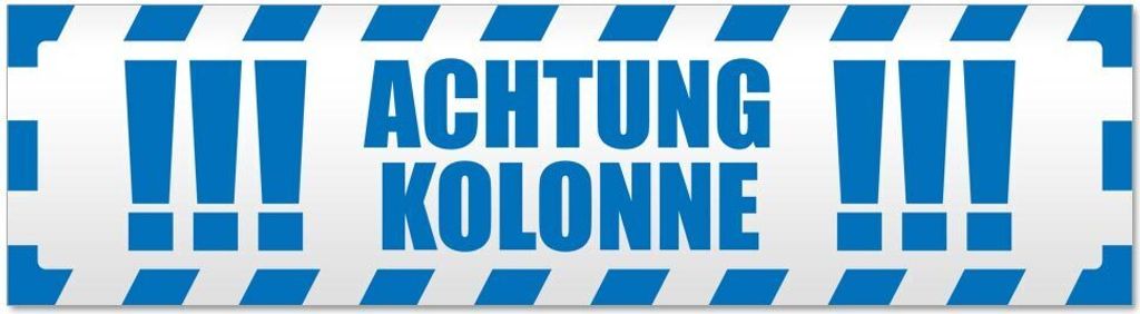Kiwistar Achtung Kolonne gestreift Magnetschild Schild magnetisch - 45cm Blau - Magnetfolie für Auto PKW Kfz