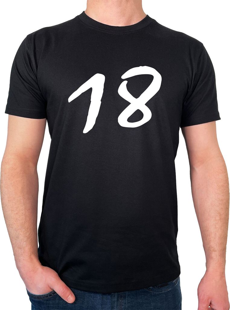 Huuraa Männer T-Shirt 18 Geburtstag Geschenk Größe L Black Bio Baumwolle Fairtrade 18 Geschenkidee