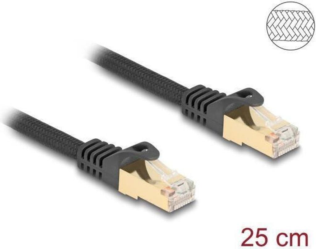 DELOCK RJ45 Netzwerkkabel Cat.6A S/FTP St. zu St. 0,25m sch.