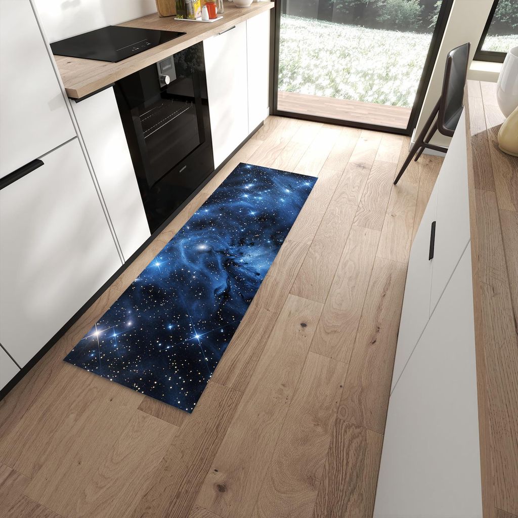 Küchenteppich 60x180cm rutschfest & abwischbar PVC Läufer - Sanfte Sternenhinmel