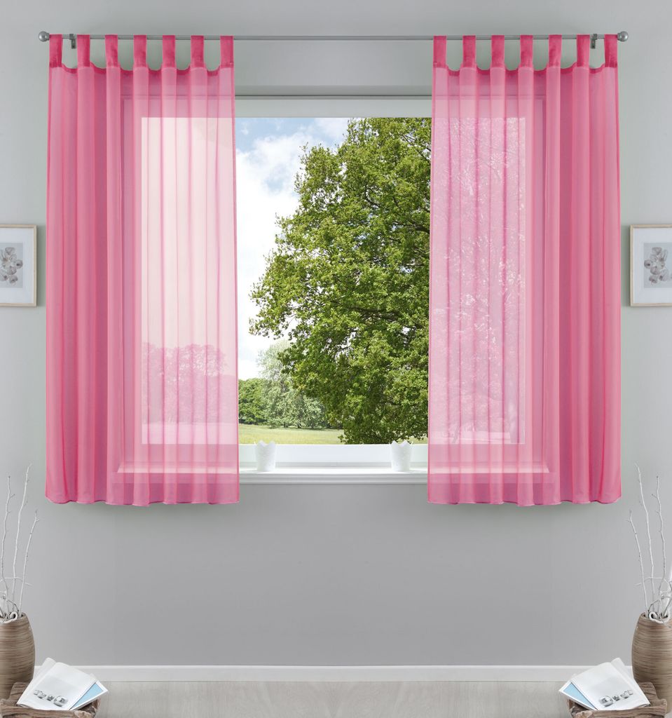 2er-Pack Gardinen Transparent Vorhang Set Wohnzimmer Voile Produktbild 1