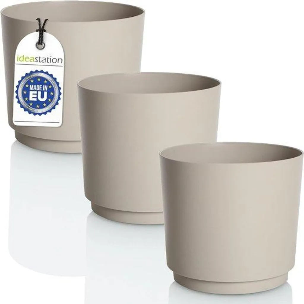 Lot 3 pots de fleurs beige 14,5 cm pour herbes aromatiques et balcon chic