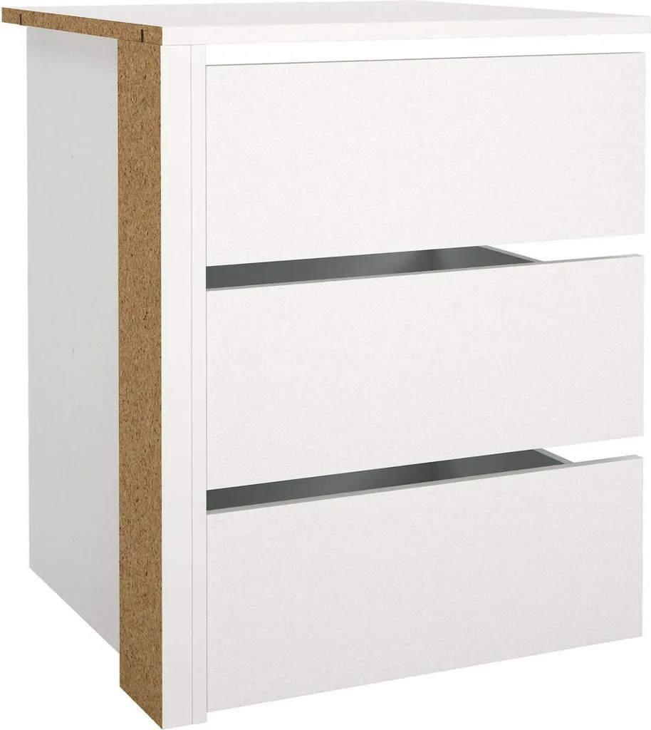 Commode Blanche Jakarta 3 Tiroirs en Bois Format Compact 70 cm Haut
