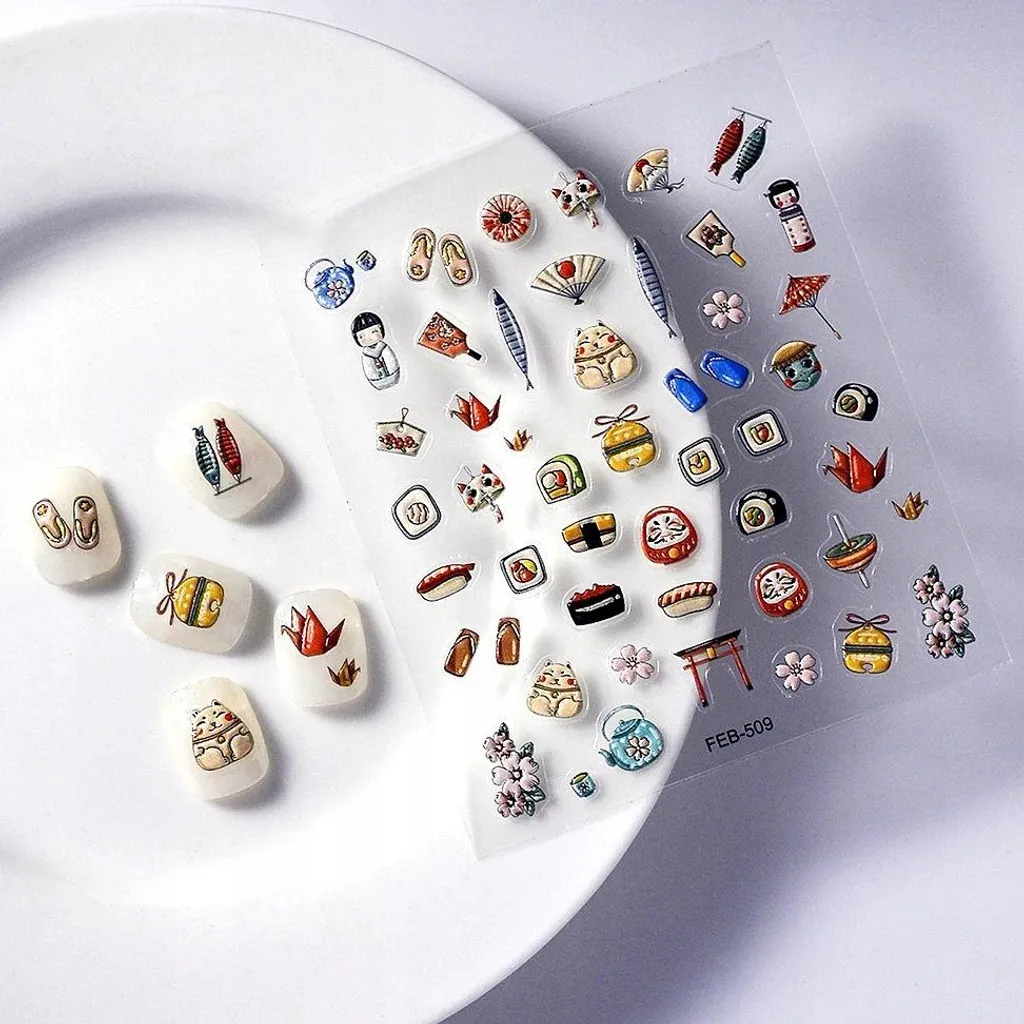 Sticker Unghie 3D Sushi Kawaii - Adesivi Rilievo Giapponese 2026